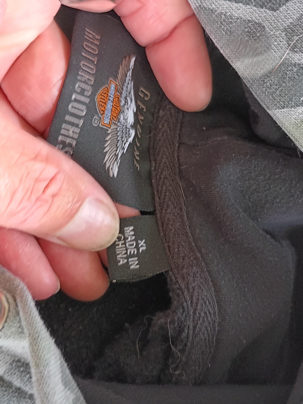 Harley-Davidson Green Camo Pullover Hoodie with Black Yoke - Picture 2 of 5